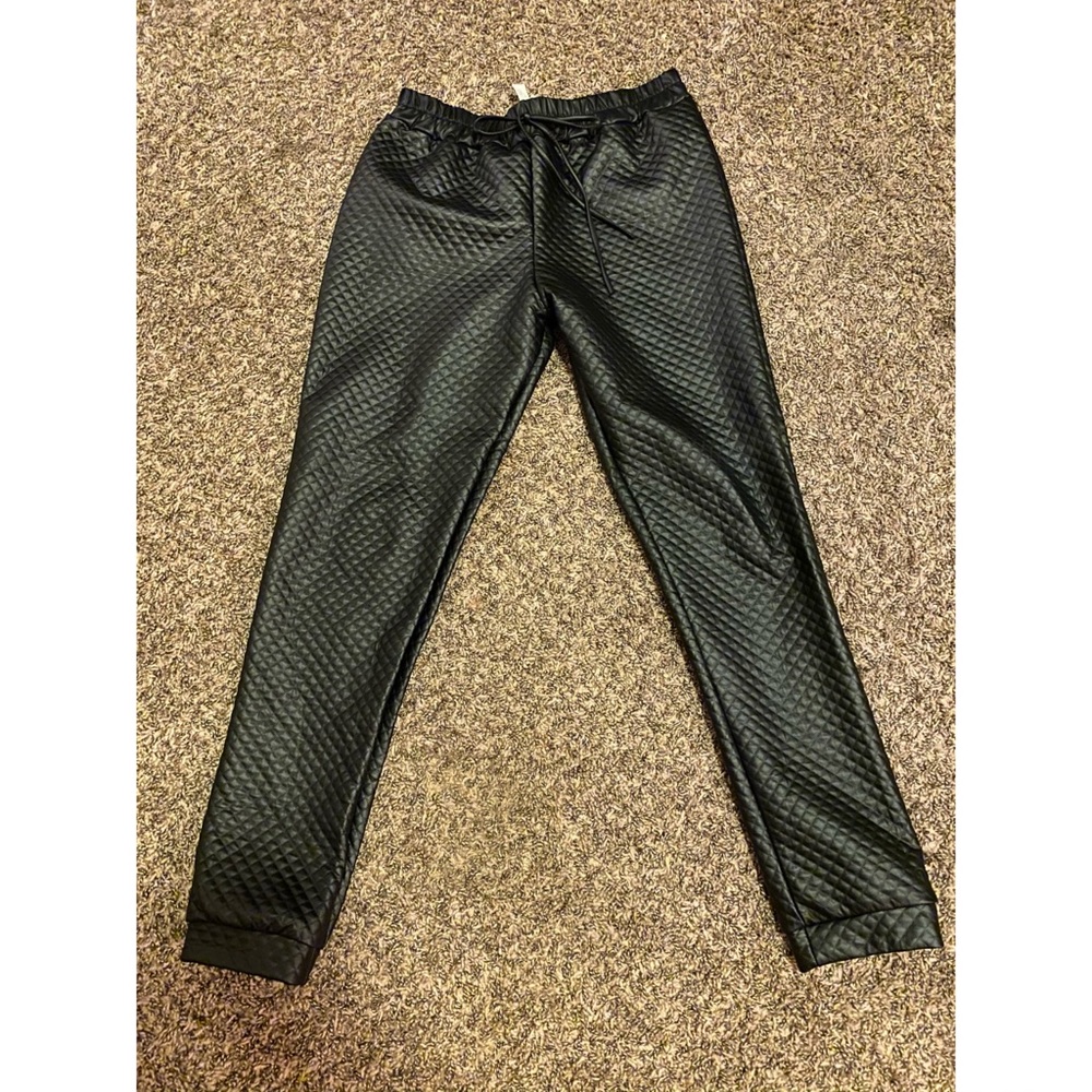 Black Leather Joggers